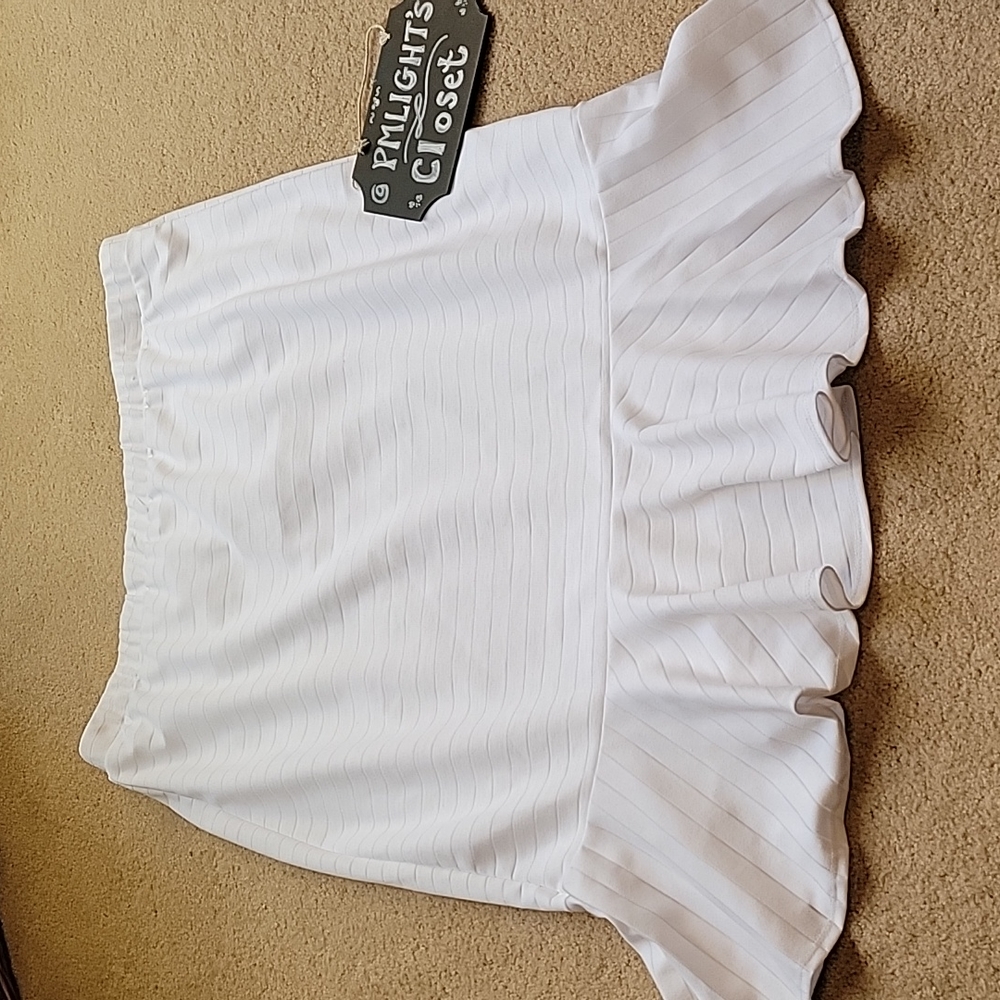 Cato Large White Skirt Flounced Bottom Stripe